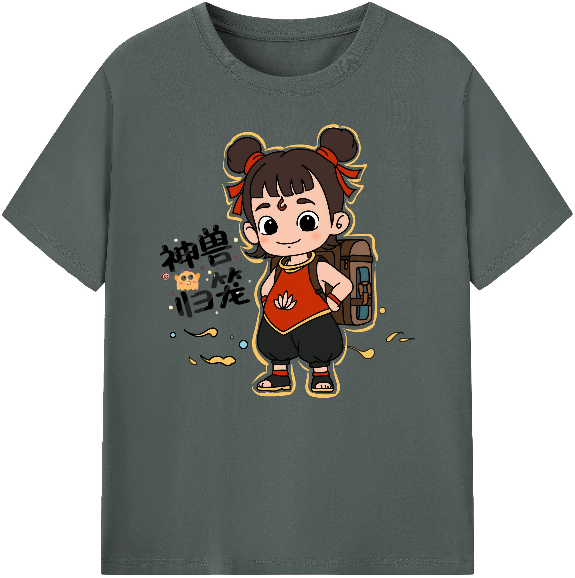 （画像用） Ne Zha 2 ナタ 魔童の大暴れ 綿100％ メンズ半袖Tシャツ｜肌触りやわらか＆通気性